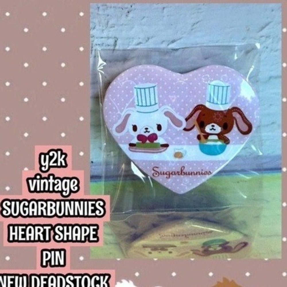 Y2K RARE Vintage Sanrio Sugarbunnies Heart Shaped Baking Collectible Pin